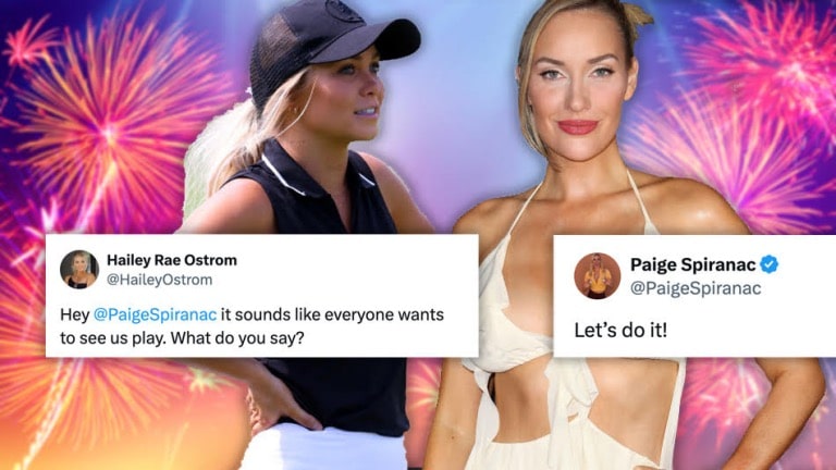 Hailey Ostrom and Paige Spiranac call for a golf showdown on social media