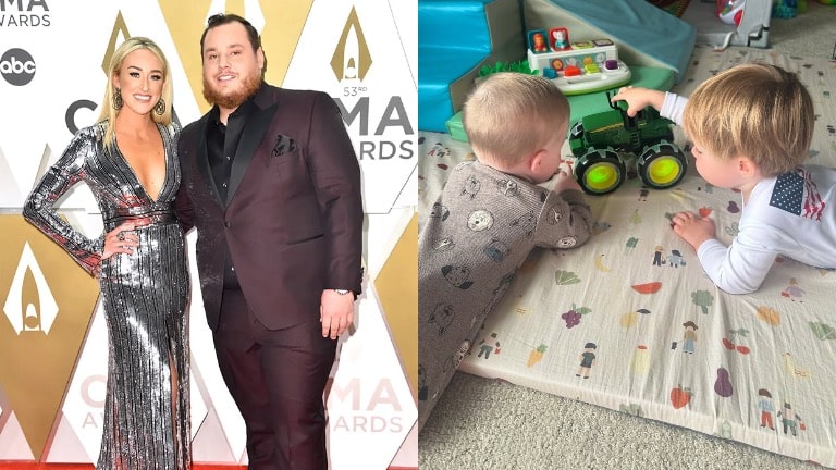 Luke Combs and his wife, Nicole Hocking, and their cute babies